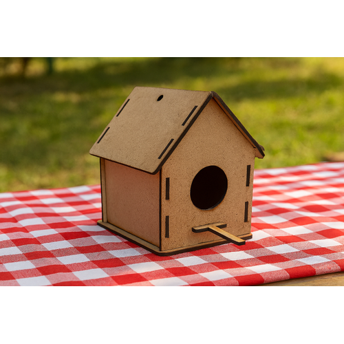 Boyanabilir Ahap Ku Evi - 10x10x13 cm | 3 mm Ham Mdf (Demonte)