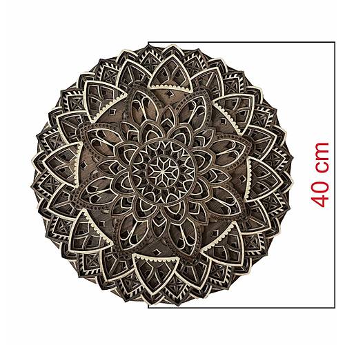 Ahap Dekoratif Floral Mandala Duvar Dekorasyonu (40 cm)