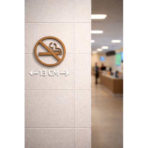 Sigara ��ilmez Tabela 13 cm 3 mm Ah�ap Desenli Lazer Kesim Dekoratif Duvar Levhas�