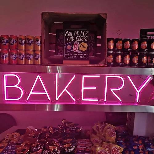Bakery Temal Pembe Dekoratif Neon Led Levha