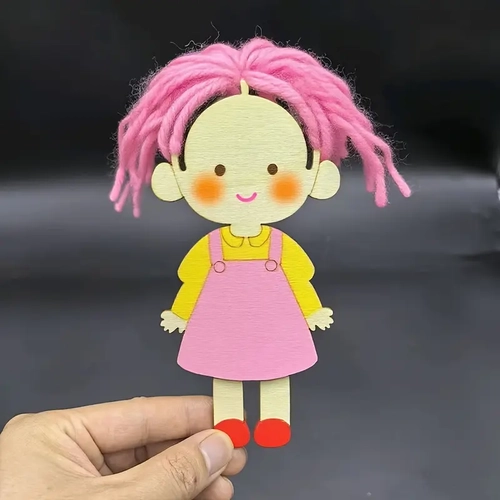 Sevimli Kz Renkli Ahap Boyama  Okul ncesi DIY Etkinlik ve Sanat Aktivitesi 10 adet