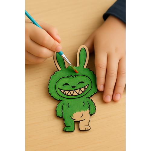 Labubu Karakteri Ahap Boyama  Okul ncesi DIY Etkinlik ve Sanat Aktivitesi