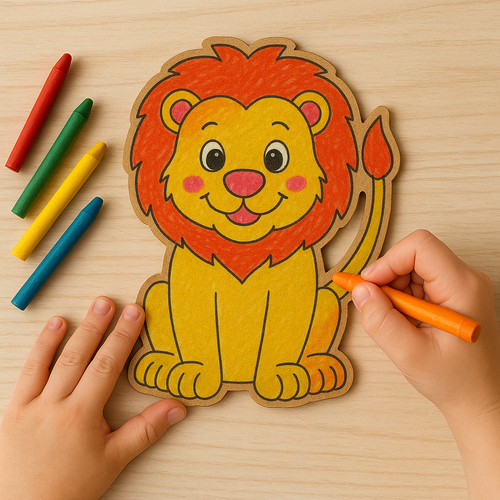 Sevimli Aslan Ahap Boyama Figr  Okul ncesi DIY Etkinlik ve Sanat Aktivitesi