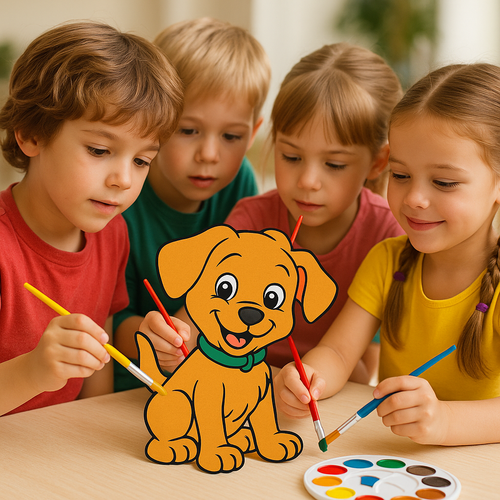 Sevimli Kpek Ahap Boyama Figr  Okul ncesi DIY Etkinlik ve Sanat Aktivitesi