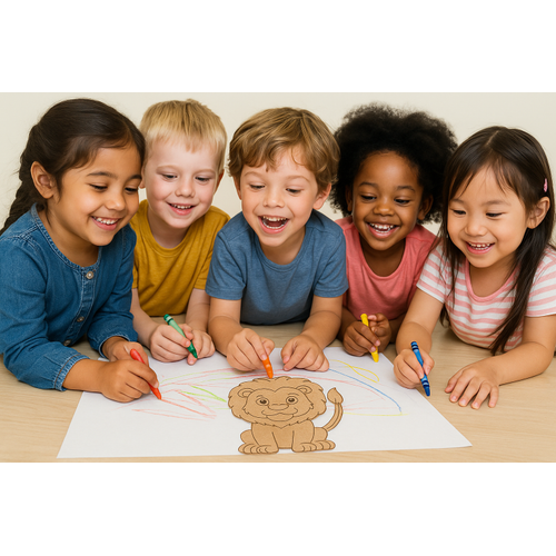 Sevimli Aslan Ahap Boyama Figr  Okul ncesi DIY Etkinlik ve Sanat Aktivitesi