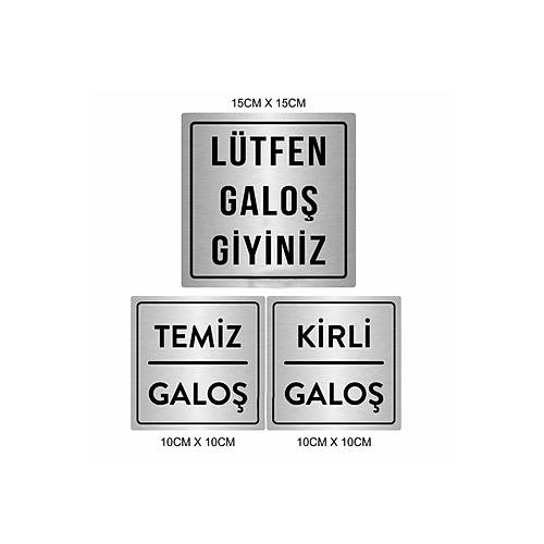Temiz - Kirli Galo ve Ltfen Galo Giyiniz Yazs Alminyum Metal 3l Levha