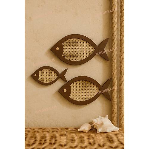 Hasr rg Detayl 3'l Balk Duvar Ss Ahap Bohem Deniz Temal Dekor