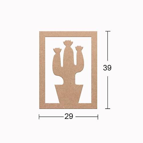 Boyanabilir Ah�ap Kakt�s Dekorlu Duvar Dekorasyonu