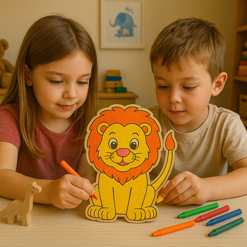 Sevimli Aslan Ahap Boyama Figr  Okul ncesi DIY Etkinlik ve Sanat Aktivitesi