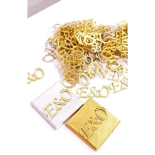 Lazer Kesim Pleksi ikolata ve Hediyelik Etiketi Gold - Gm Aynal 50 Adet