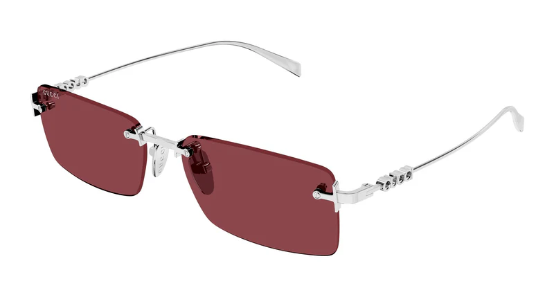 Gucci GG1941S 003 Kadın Güneş Gözlüğü Silver Metal Kırmızı Lens