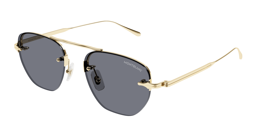 Montblanc MB0404S 001 Erkek Güneş Gözlüğü Gold Rimless Meisterstück
