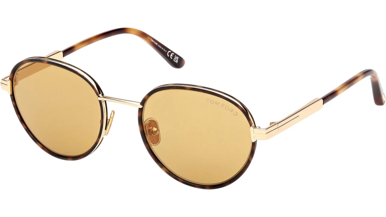 Tom Ford Jet-02 FT1339 53E Unisex Güneş Gözlüğü Blonde Havana Round Metal