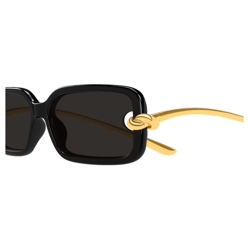 Bottega Veneta BV1439S 001 Black Gold Knot Rectangle Gunes Gozlugu