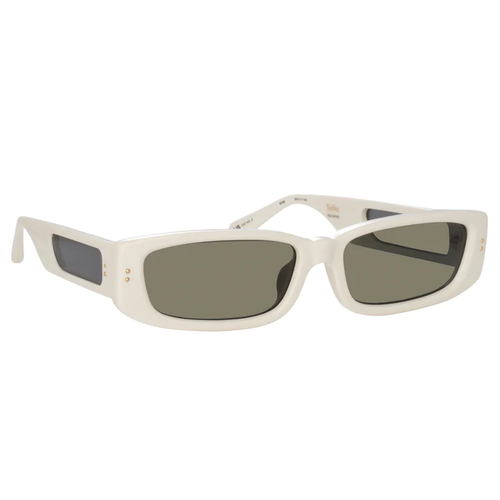 LINDA FARROW TALITA RECTANGULAR SUNGLASSES IN WHITE