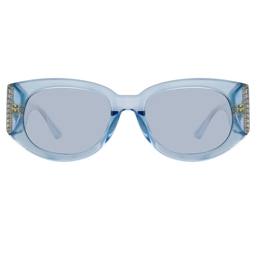 LINDA FARROW DEBBIE D-FRAME SUNGLASSES IN BLUE