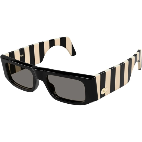 Valentino VG0005S 004 Black Ivory Striped Gunes Gozlugu