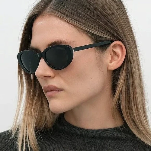 Saint Laurent SL M154 001 Siyah Gri Oval Kad�n G�ne� G�zl���