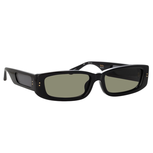 LINDA FARROW TALITA RECTANGULAR SUNGLASSES IN BLACK