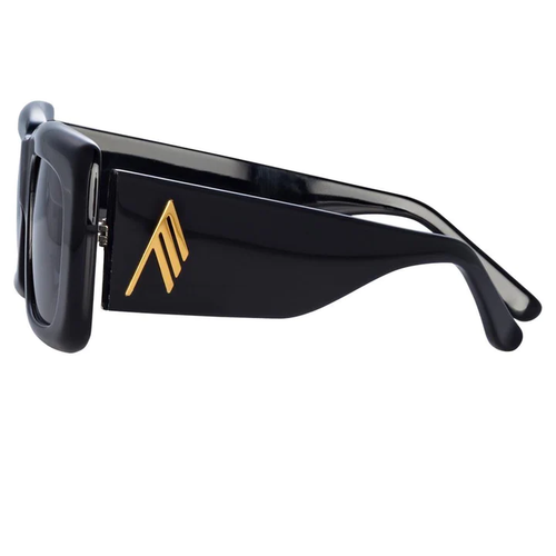 LINDA FARROW THE ATTICO MARFA RECTANGULAR SUNGLASSES IN BLACK