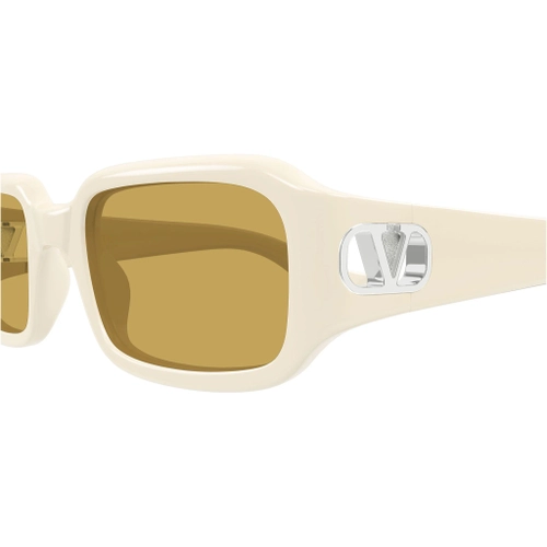 Valentino VG0016S 004 Ivory Nicotine Rectangle VLogo Gunes Gozlugu