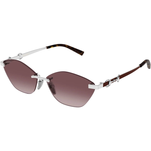 Gucci GG2050S 003 Silver Brown Rimless Cat Eye Kadin Gunes Gozlugu