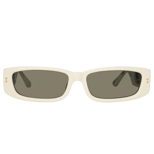 LINDA FARROW TALITA RECTANGULAR SUNGLASSES IN WHITE
