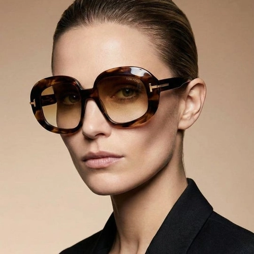 Tom Ford TF1237 56F Icon Round Dark Havana A��k Kahverengi Degrade Kad�n G�ne� G�zl���