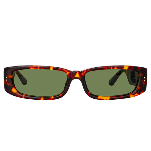LINDA FARROW TALITA RECTANGULAR SUNGLASSES IN TORTOISESHELL