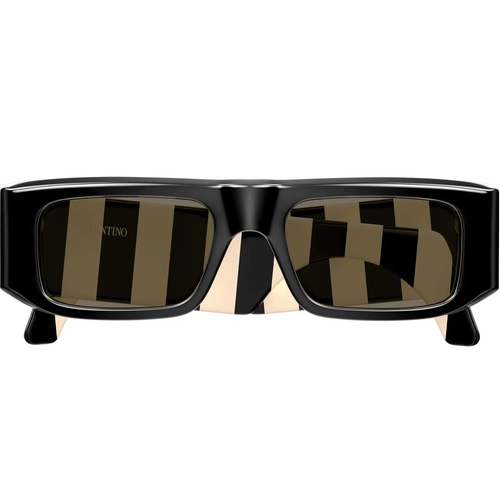 Valentino VG0005S 004 Black Ivory Striped Gunes Gozlugu