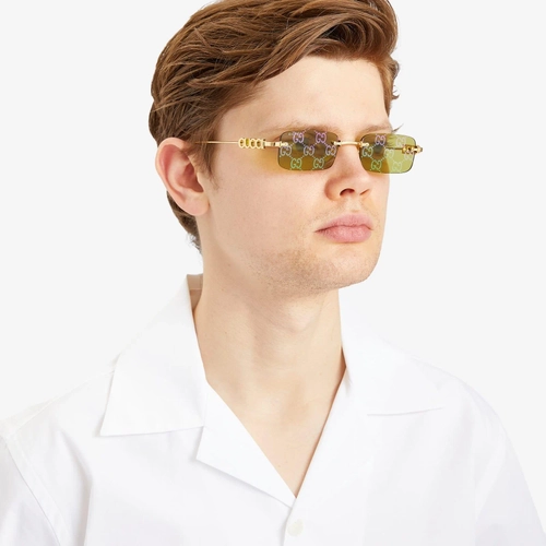 Gucci GG1808S 002 Gold Green Unisex Gunes Gozlugu