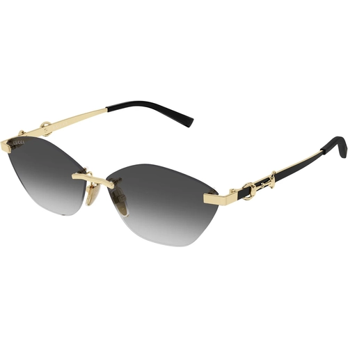 Gucci GG2050S 001 Gold Black Rimless Cat Eye Grey Gunes Gozlugu