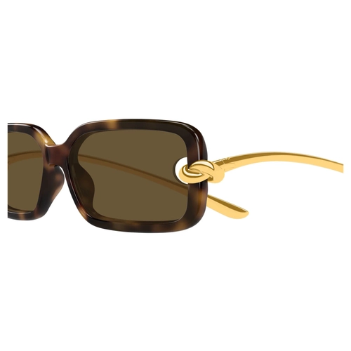 Bottega Veneta BV1439S 002 Havana Gold Knot Rectangle Gunes Gozlugu