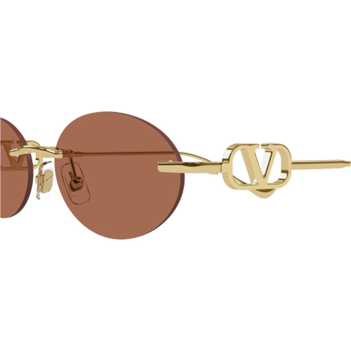 Valentino VG0032S 002 Gold Brown Rimless Oval VLogo Gunes Gozlugu