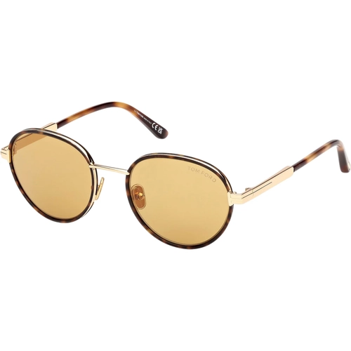 Tom Ford Jet-02 FT1339 53E Unisex G�ne� G�zl��� Blonde Havana Round Metal