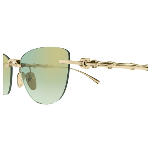 Gucci GG2063S 003 Gold Green Mirror Bamboo Kadin Gunes Gozlugu
