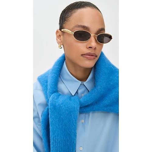 Bottega Veneta BV1386S 001 Alt�n F�me Sardine Oval Kad�n G�ne� G�zl���