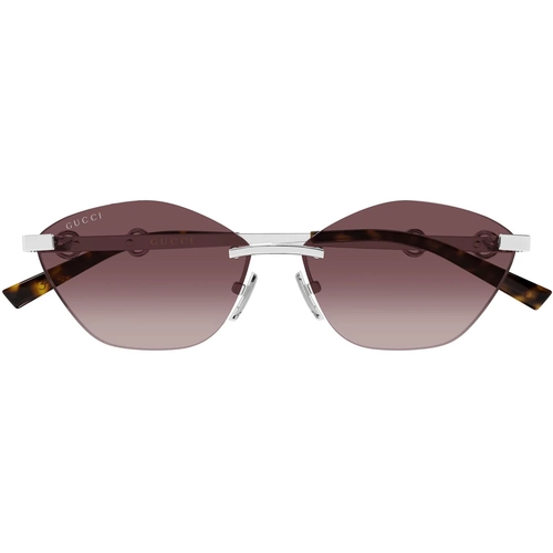 Gucci GG2050S 003 Silver Brown Rimless Cat Eye Kadin Gunes Gozlugu