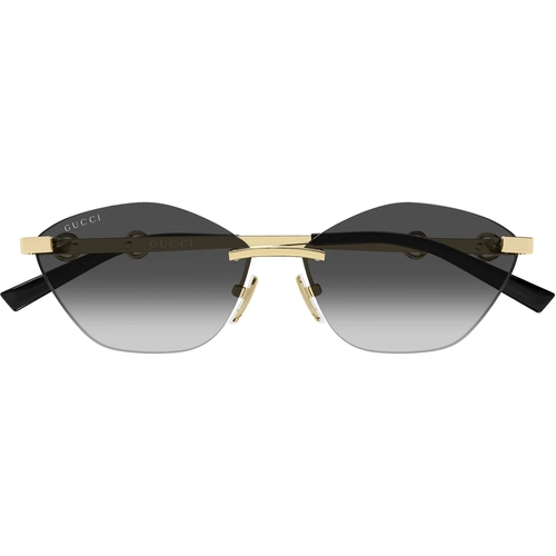 Gucci GG2050S 001 Gold Black Rimless Cat Eye Grey Gunes Gozlugu