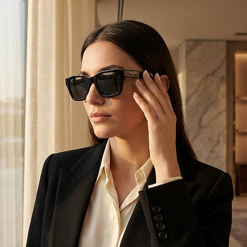 Gucci GG1857S 001 Black Grey Square Gunes Gozlugu