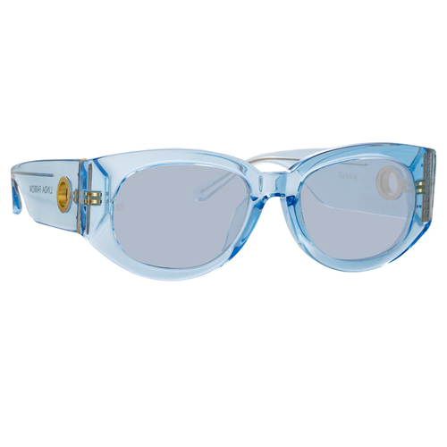 LINDA FARROW DEBBIE D-FRAME SUNGLASSES IN BLUE
