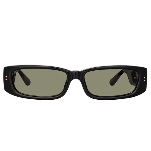 LINDA FARROW TALITA RECTANGULAR SUNGLASSES IN BLACK