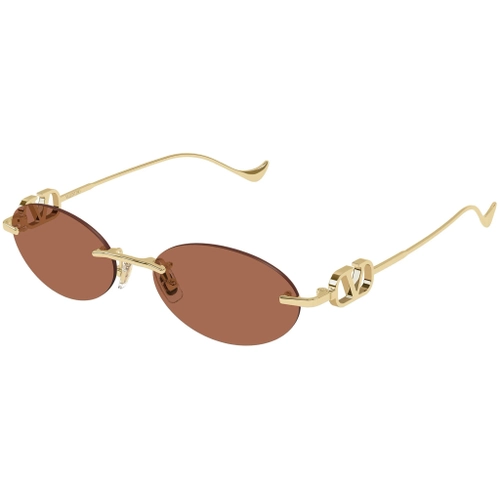 Valentino VG0032S 002 Gold Brown Rimless Oval VLogo Gunes Gozlugu