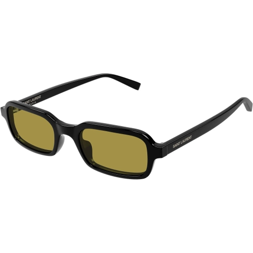 Saint Laurent SL 908 002 Black Yellow Lens Recycled Rectangle Gunes Gozlugu