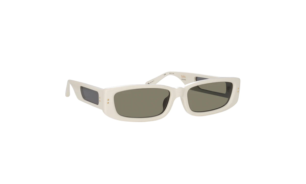 LINDA FARROW TALITA RECTANGULAR SUNGLASSES IN WHITE