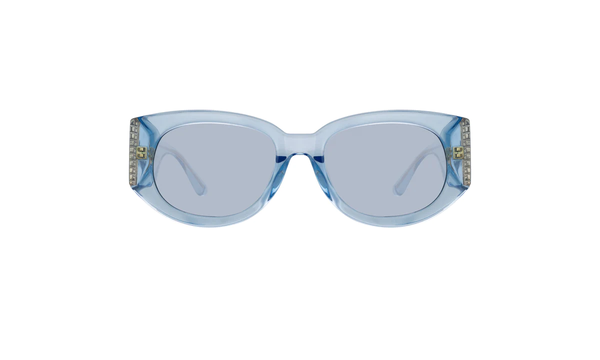 LINDA FARROW DEBBIE D-FRAME SUNGLASSES IN BLUE