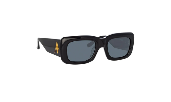 LINDA FARROW THE ATTICO MARFA RECTANGULAR SUNGLASSES IN BLACK