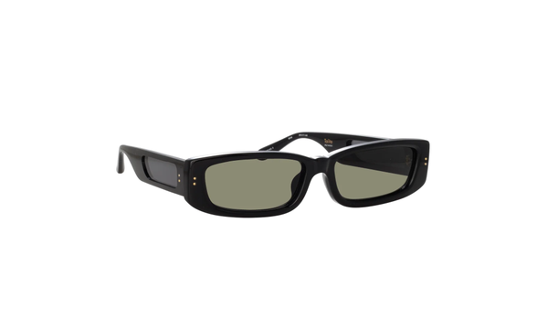 LINDA FARROW TALITA RECTANGULAR SUNGLASSES IN BLACK