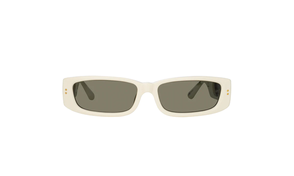 LINDA FARROW TALITA RECTANGULAR SUNGLASSES IN WHITE