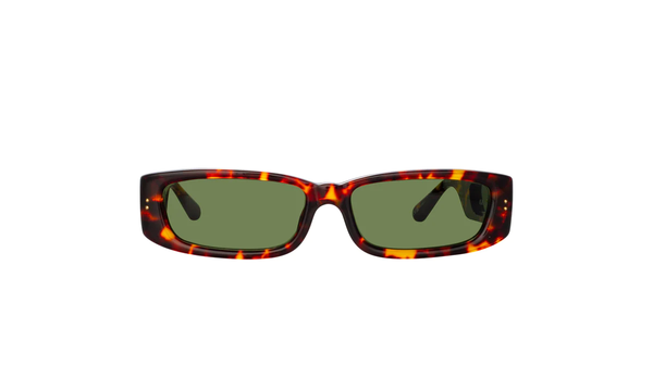 LINDA FARROW TALITA RECTANGULAR SUNGLASSES IN TORTOISESHELL
